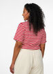 Gestreept T-shirt met geribbelde textuur, Rood, Model image number 2