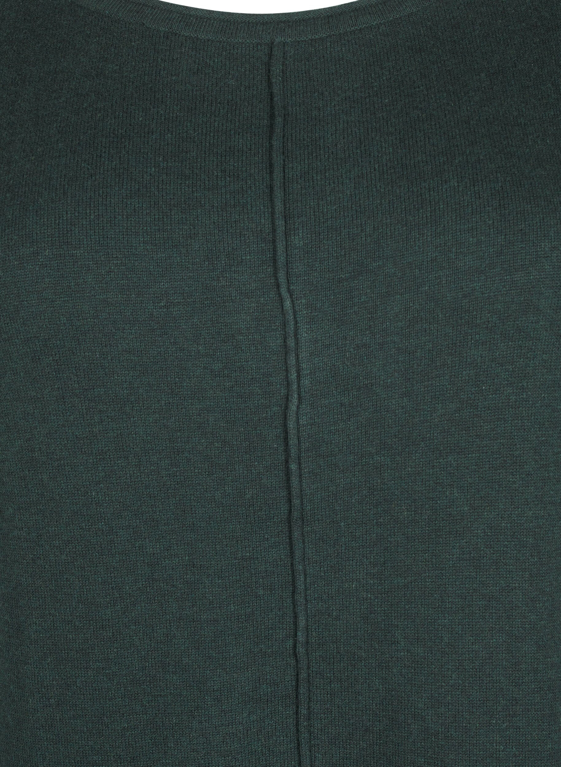 Zizzi Gebreide jurk in katoen-viscose blend, Groen, Packshot image number 2