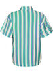 Gestreepte viscose shirt met korte mouwen, Vanille, Packshot image number 1
