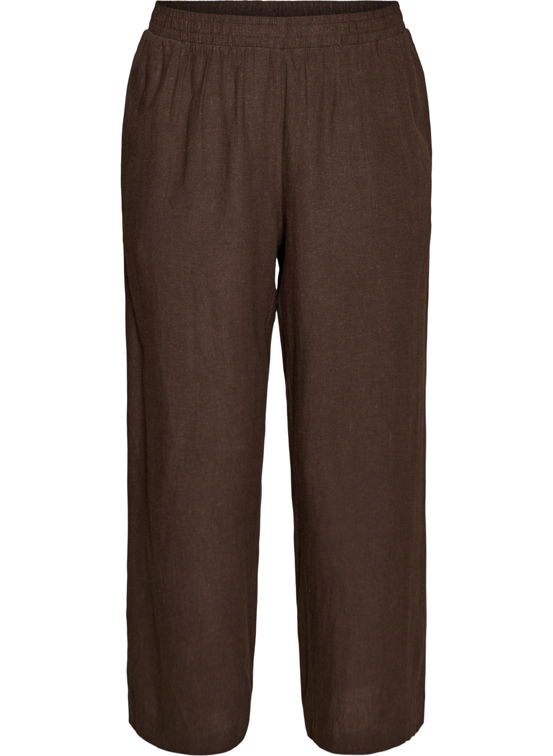Wijde linnen en viscose broek