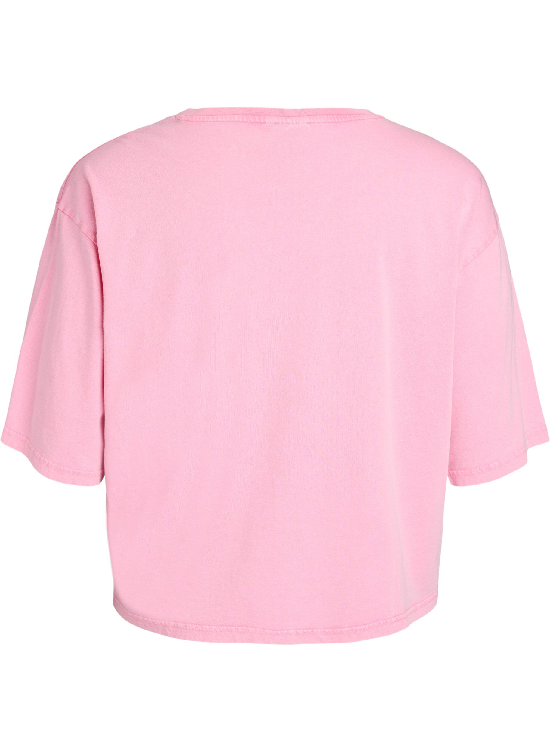 Zizzi Boxy T-shirt in biologisch katoen, Roze, Packshot image number 1