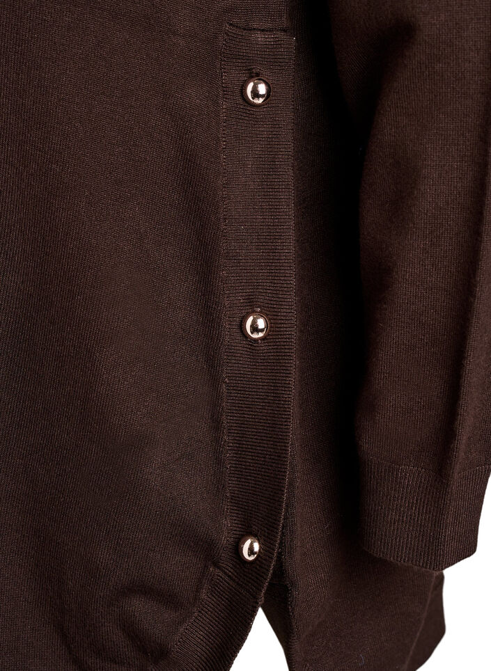 Gebreide blouse met knoopsluiting aan de zijkant, Bruin, Packshot image number 3