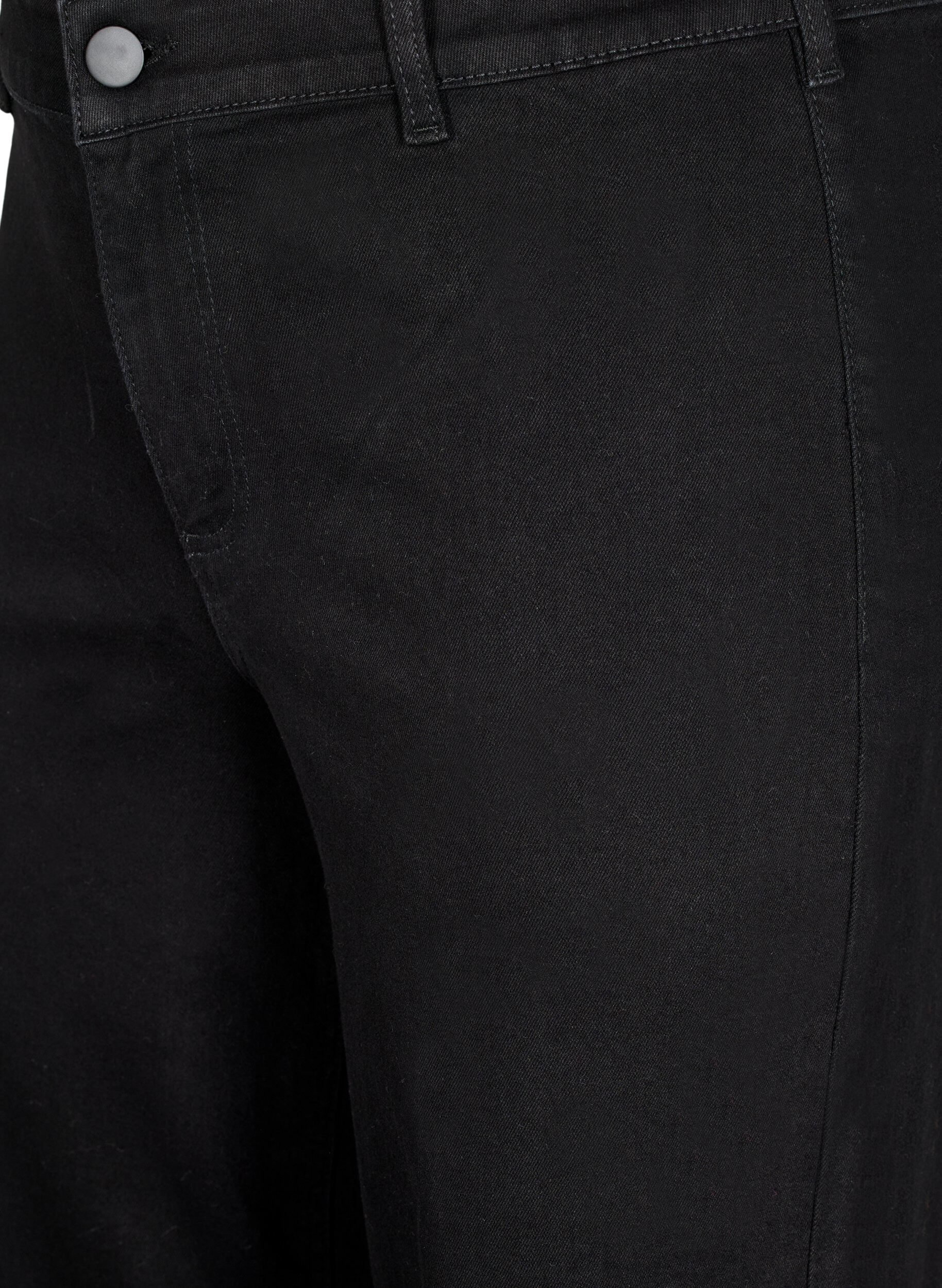Zizzi Jeans met hoge taille en wijde pijpen, Zwart, Packshot image number 2