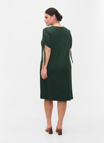Viscose jurk met korte mouwen en koordjes, Scarab, Model image number 1