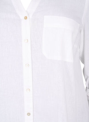 Shirtblouse met knoopsluiting van katoen-linnenmix, Bright White, Packshot image number 2