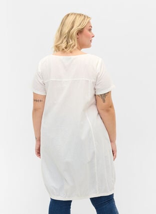Katoenen jurk met korte mouwen, Bright White, Model image number 1