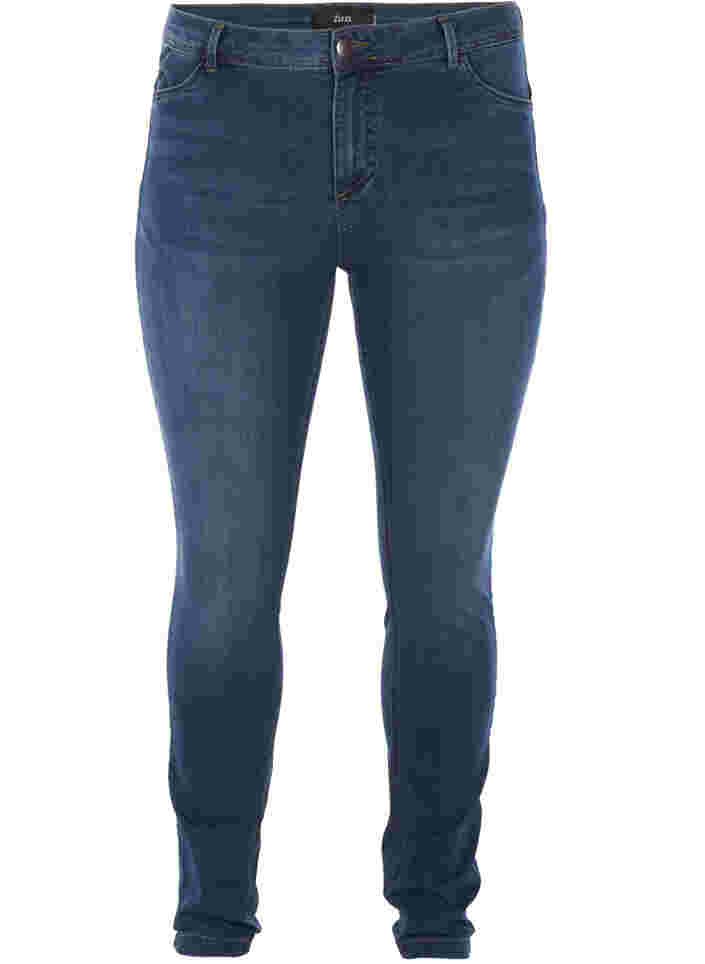 Extra slim fit Nille jeans met hoge taille, Blue d. washed, Packshot image number 0