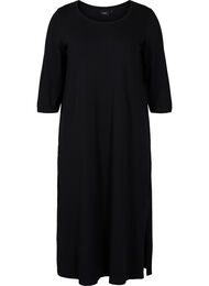 Katoenen midi-jurk met split, Black