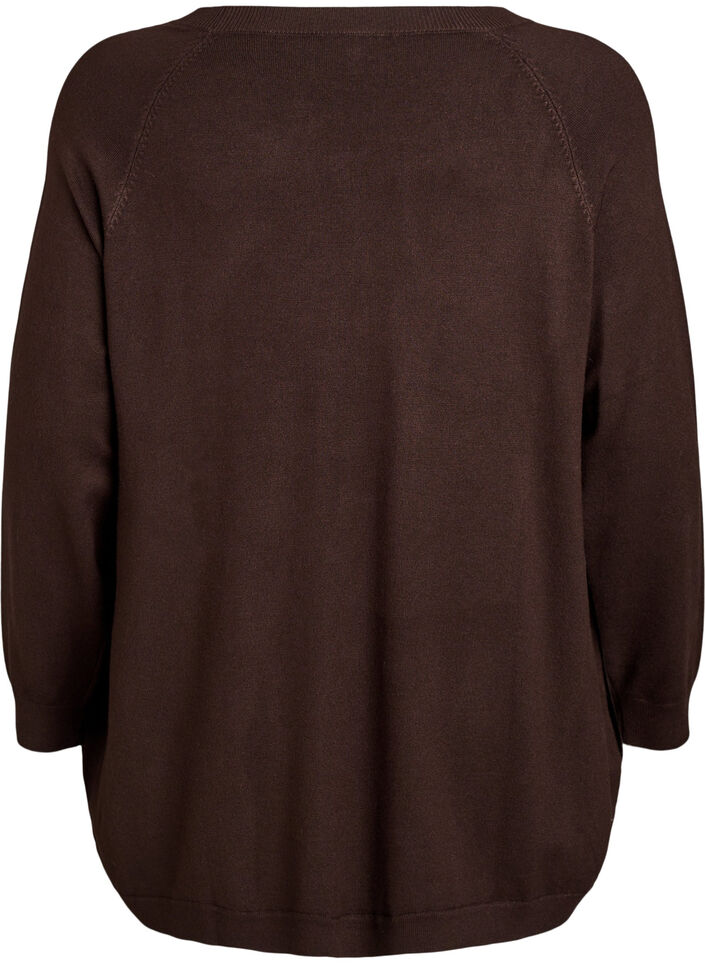 Gebreide blouse met knoopsluiting aan de zijkant, Bruin, Packshot image number 1