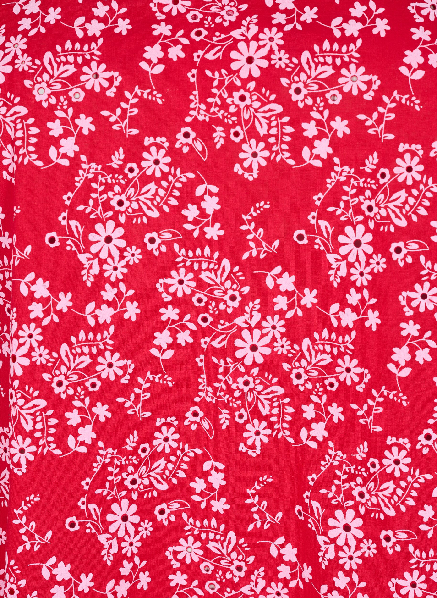 Zizzi Katoenen blouse met bloemenprint, Rood, Packshot image number 2