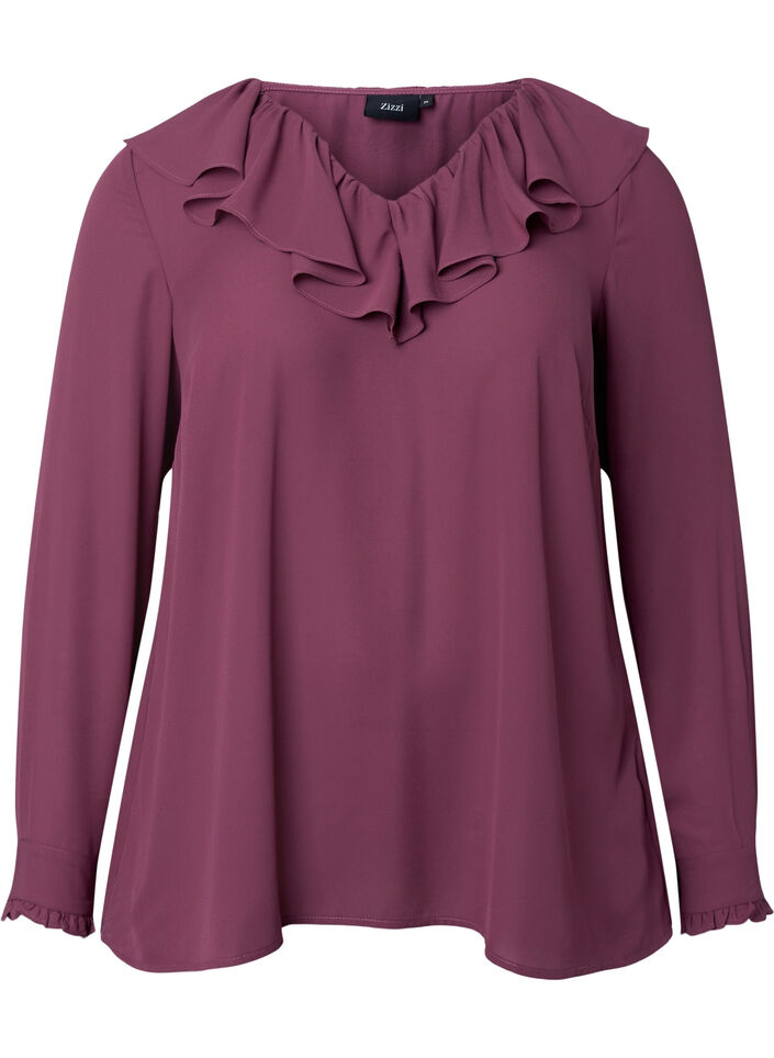  Blouse met ruches en lange mouwen, Renaissance Rose, Packshot image number 0