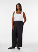 Viscose broek met elastische taille en rechte pijpen, Zwart, Model image number 0