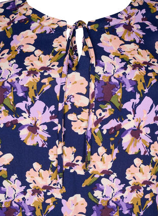 Viscose jurk met korte mouwen en print, Small Flower AOP, Packshot image number 2