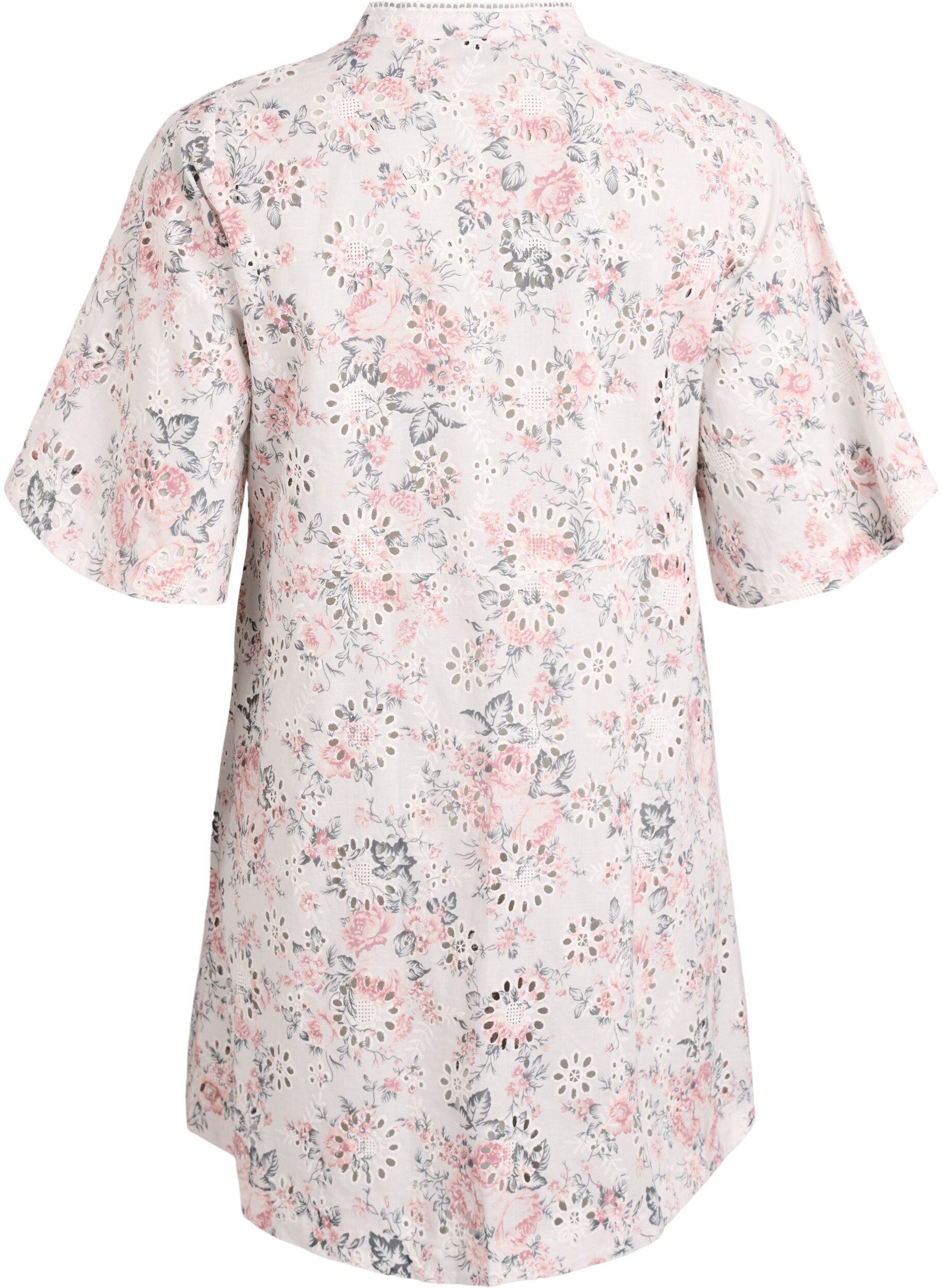 ZizziKatoenen jurk met bloemenprint en broderie anglaise, Vanille, Packshot image number 1