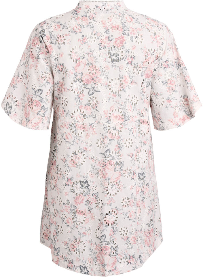 Katoenen jurk met bloemenprint en broderie anglaise, Vanille, Packshot image number 1