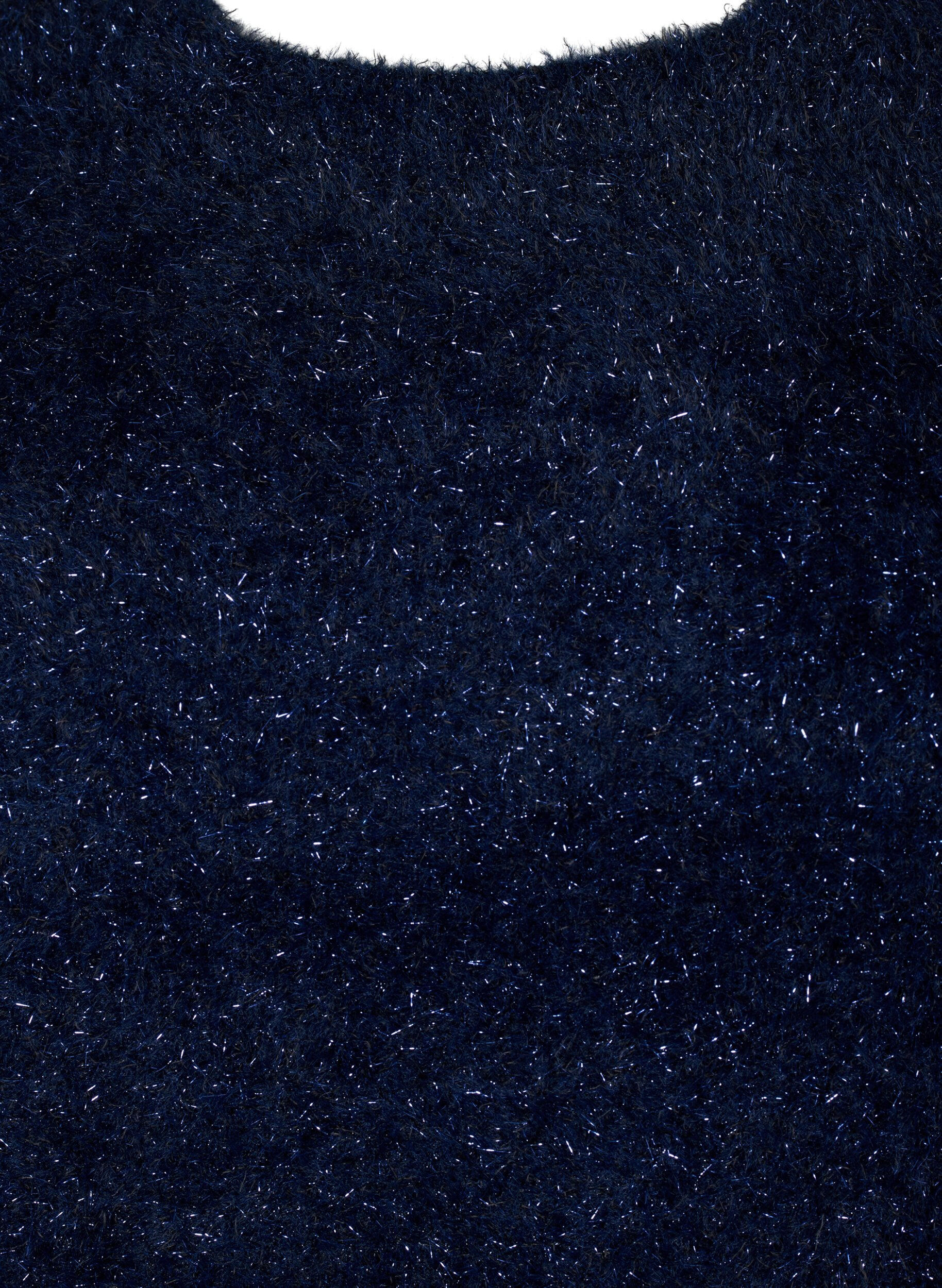 Zizzi Gebreide blouse met glitterdraad, Blauw, Packshot image number 2