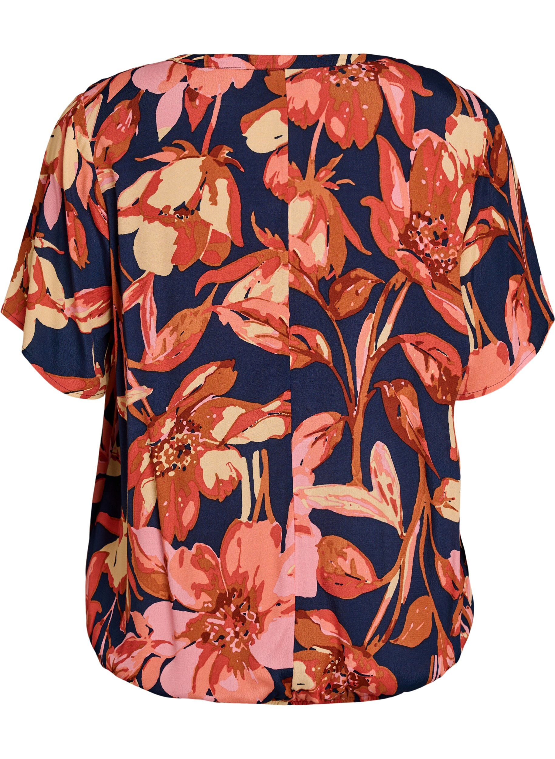 Zizzi Viscose blouse met bloemenprint en korte mouwen, 9990, Packshot image number 1