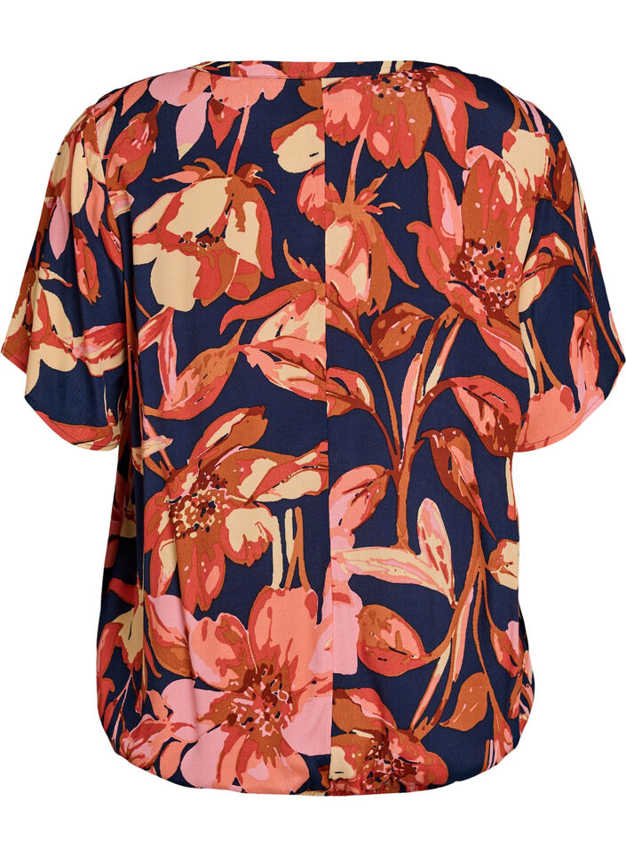 Viscose blouse met bloemenprint en korte mouwen, 9990, Packshot image number 1
