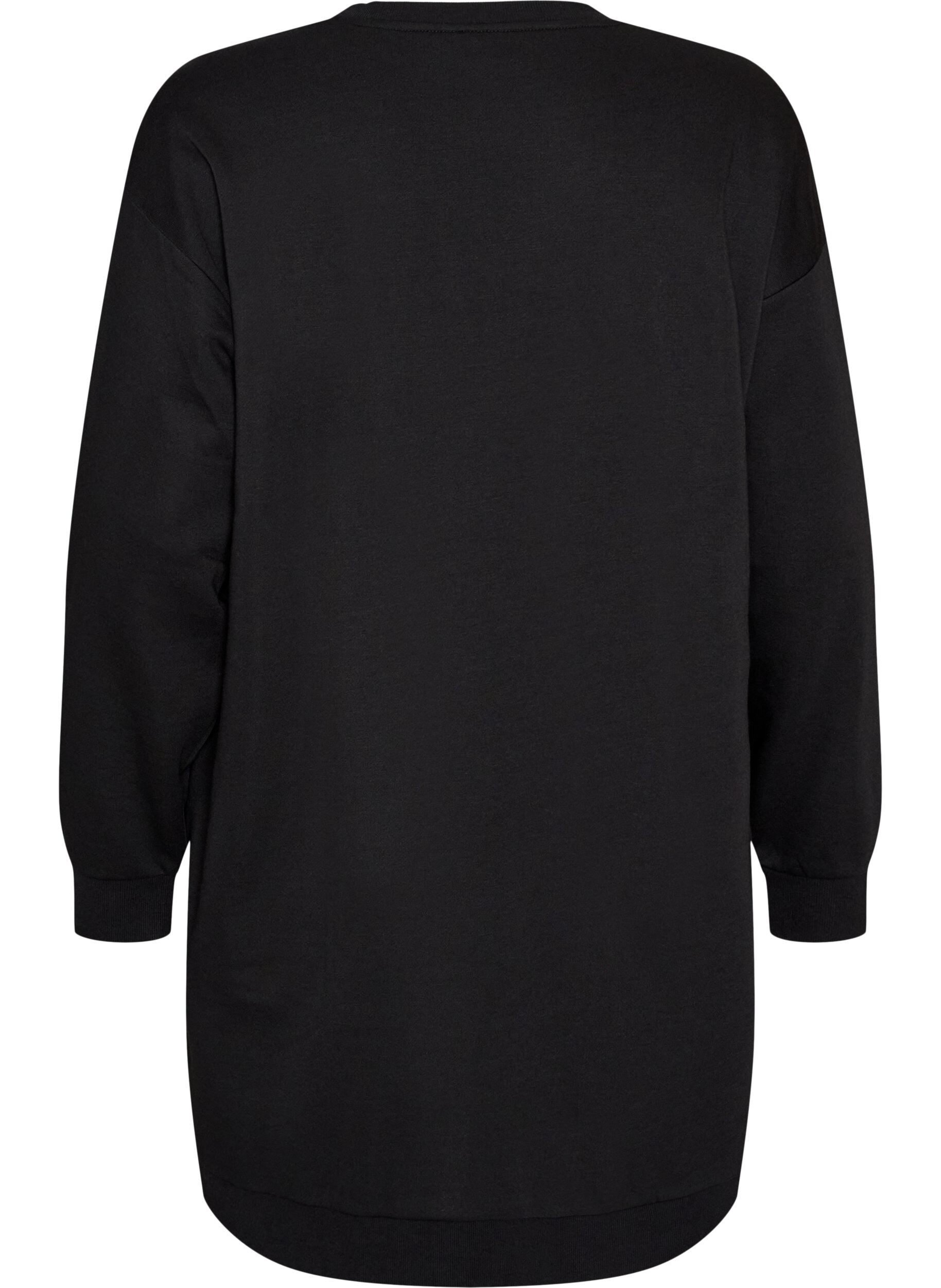 ZizziLosse sweatshirtjurk met zakken, Zwart, Packshot image number 1