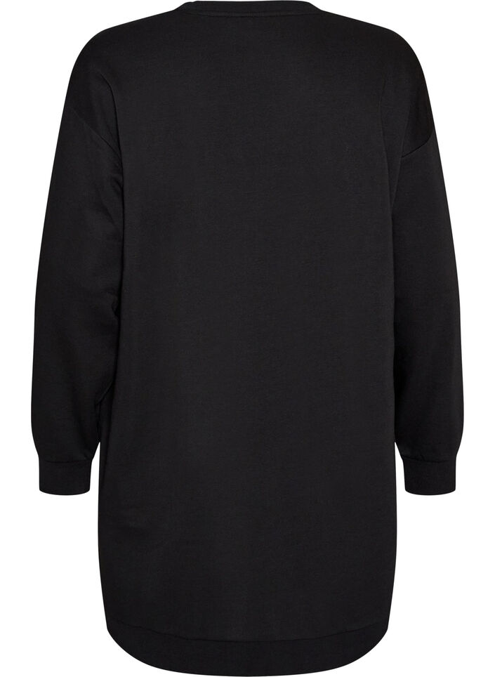 Losse sweatshirtjurk met zakken, Zwart, Packshot image number 1