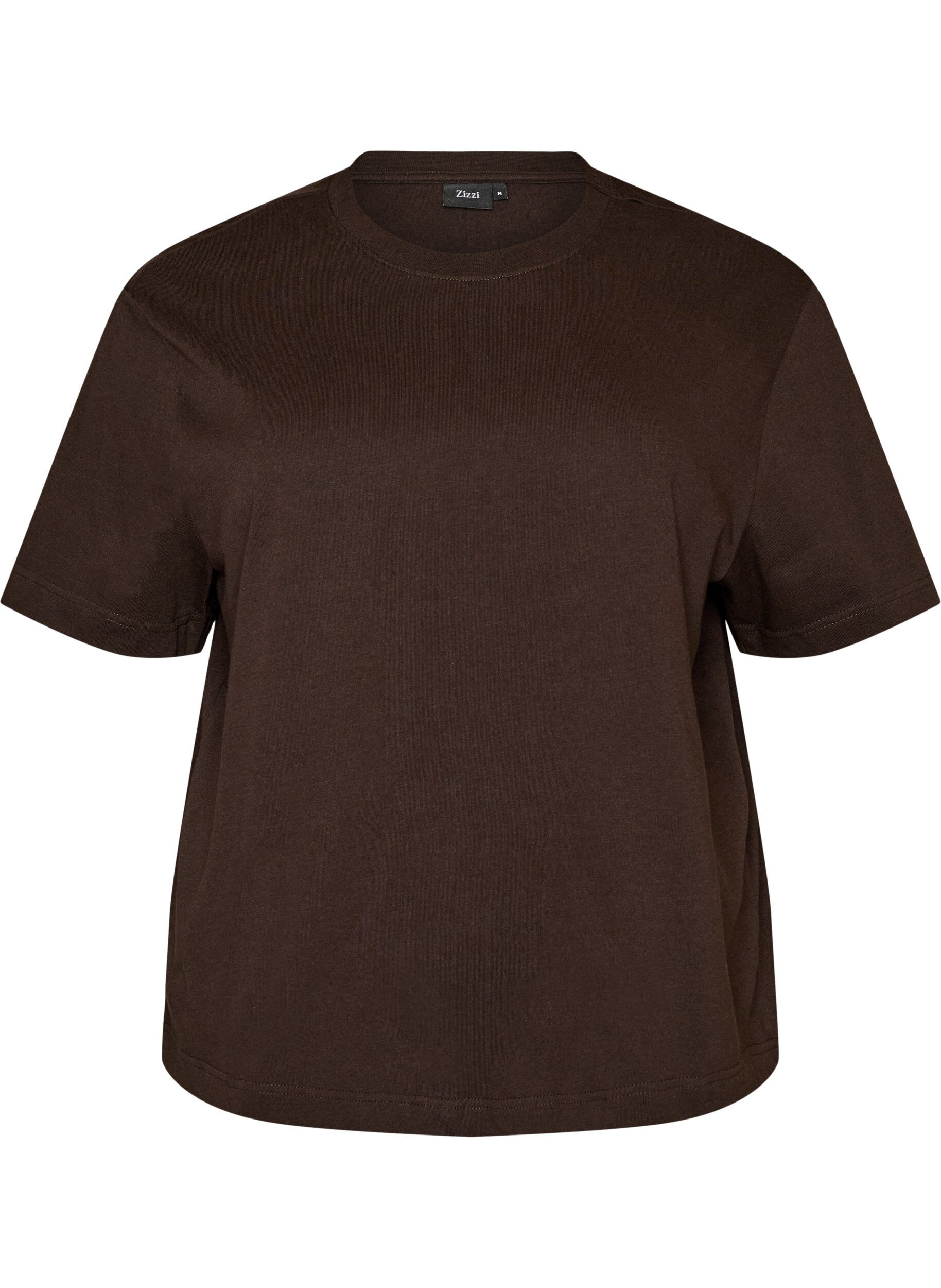 ZizziBoxy katoenen T-shirt, Bruin, Packshot image number 0