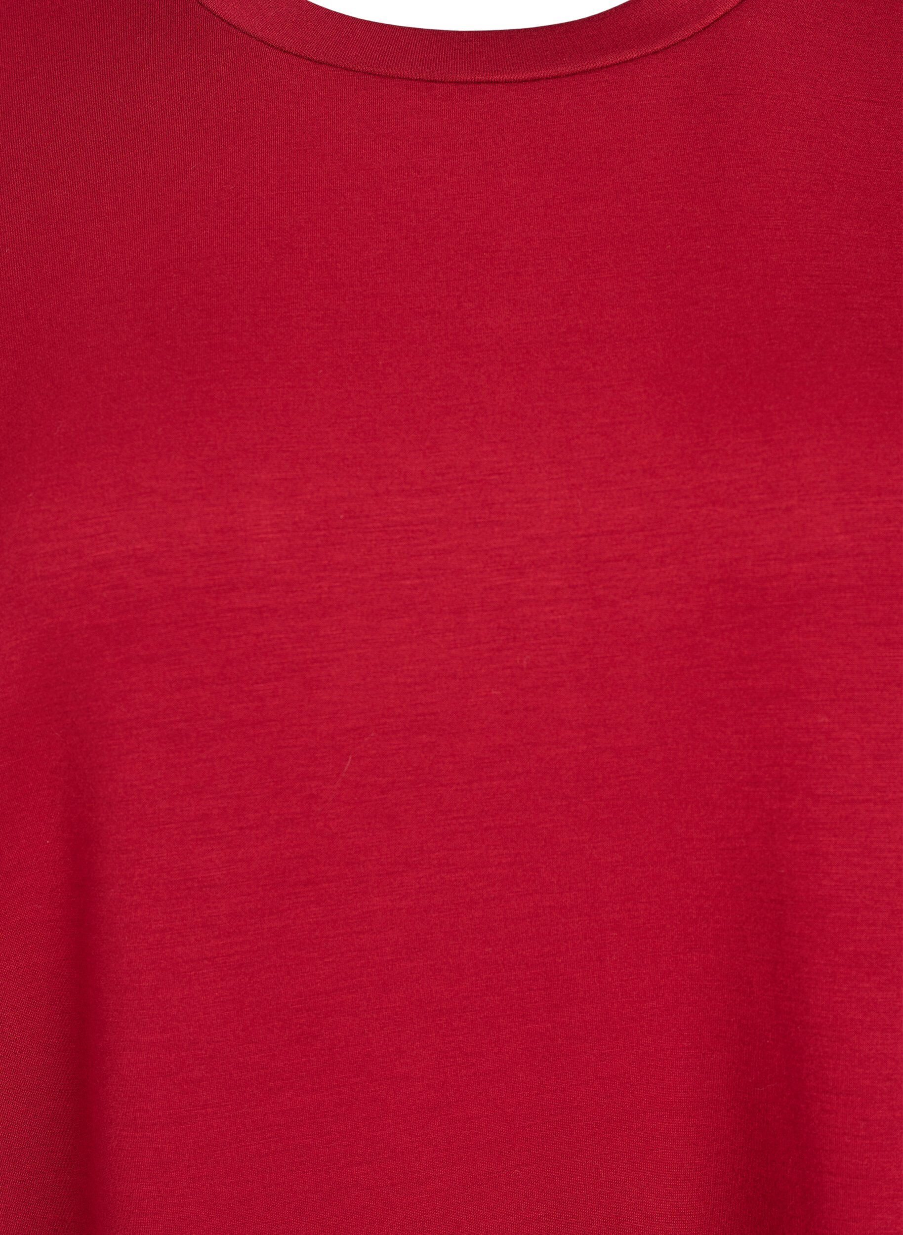 Zizzi T-shirtjurk van jersey met zijsplitten, Rood, Packshot image number 2