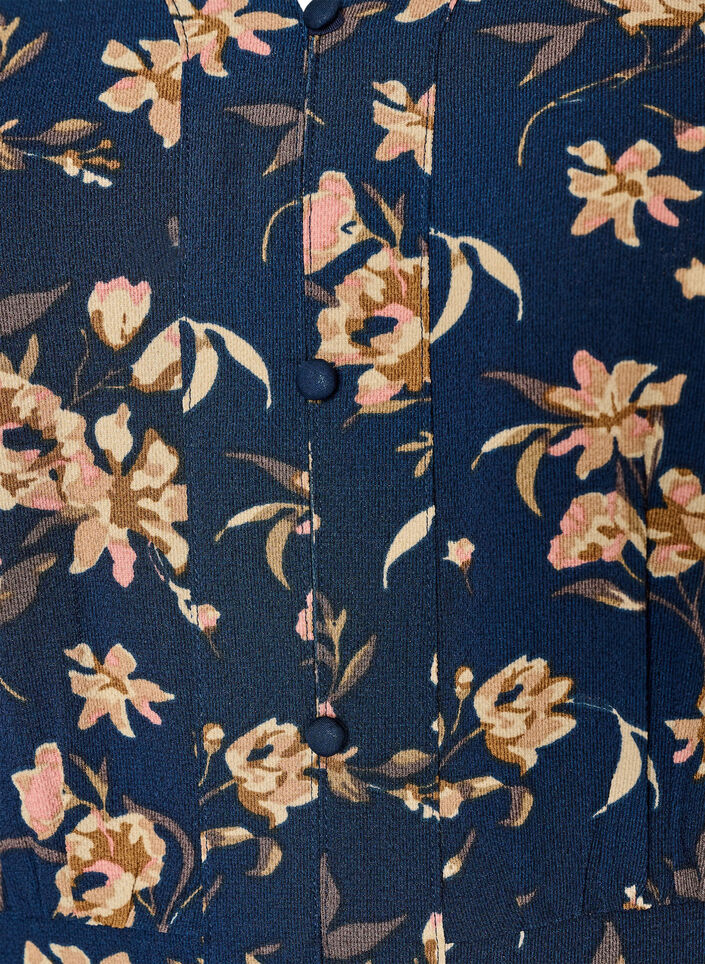 Midi-jurk met smock en decoratieve knopen, Blauw, Packshot image number 2