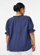 Blouse in een gekreukelde viscosemix met een V-hals, Blauw, Model image number 2