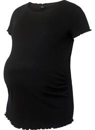 Zwangerschap t-shirt in rib, Black
