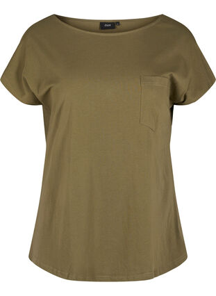 T-shirt van biologisch katoen met borstzakje, Ivy Green, Packshot image number 0