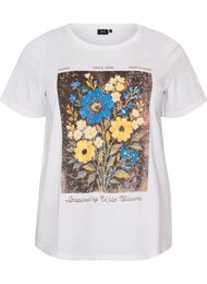 Katoenen T-shirt met print aan de voorkant, Wit
