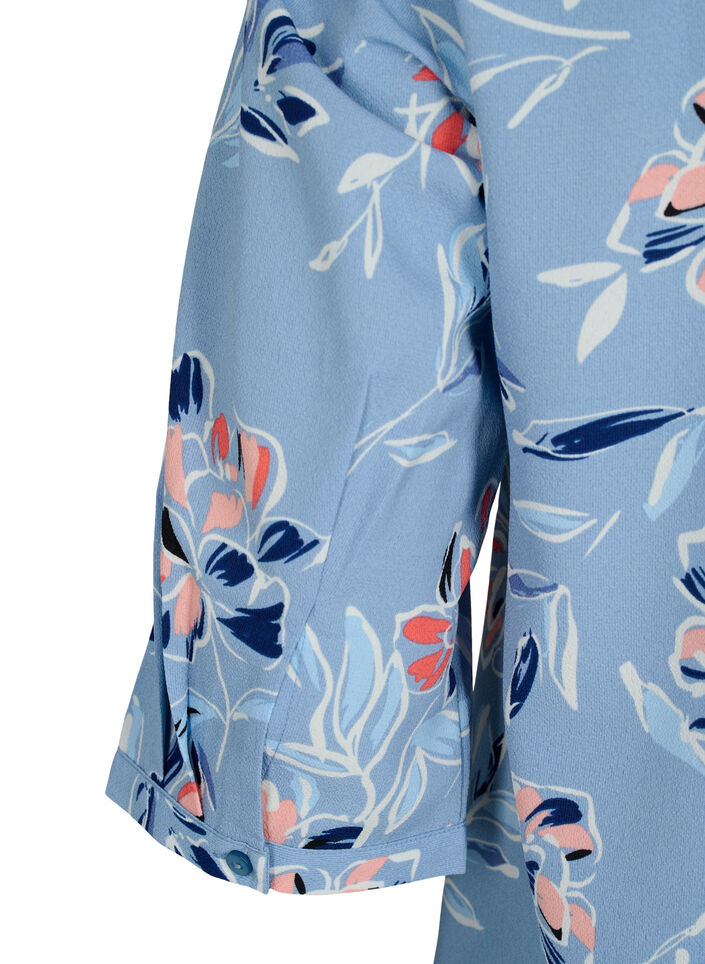 Blouse met bloemendesign en 3/4 mouw, Outline Flower, Packshot image number 3