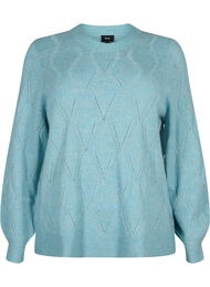 Gebreide pullover met gaatjespatroon, Reef Waters Mel.