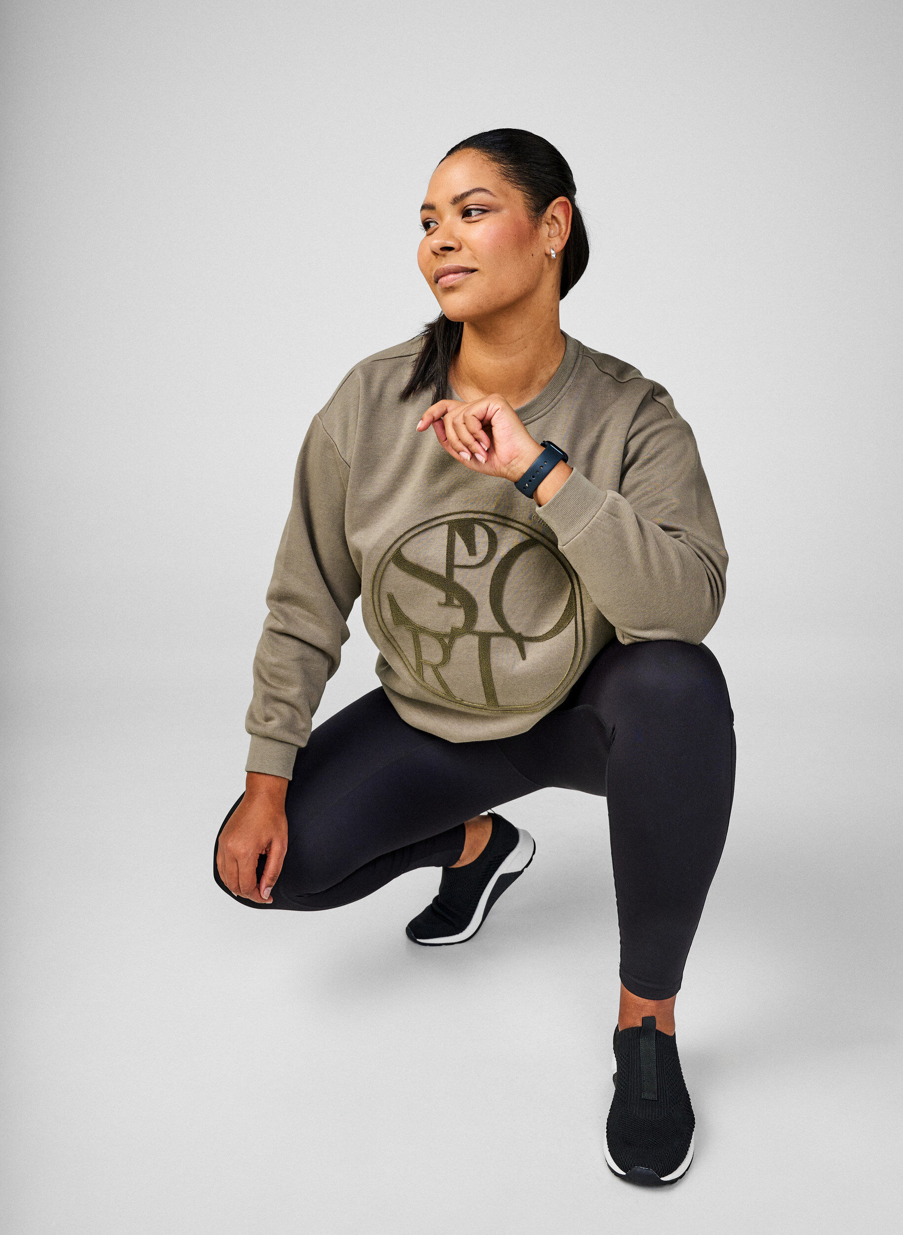 Zizzi Sweatshirt met een motief, Walnut, Image image number 0