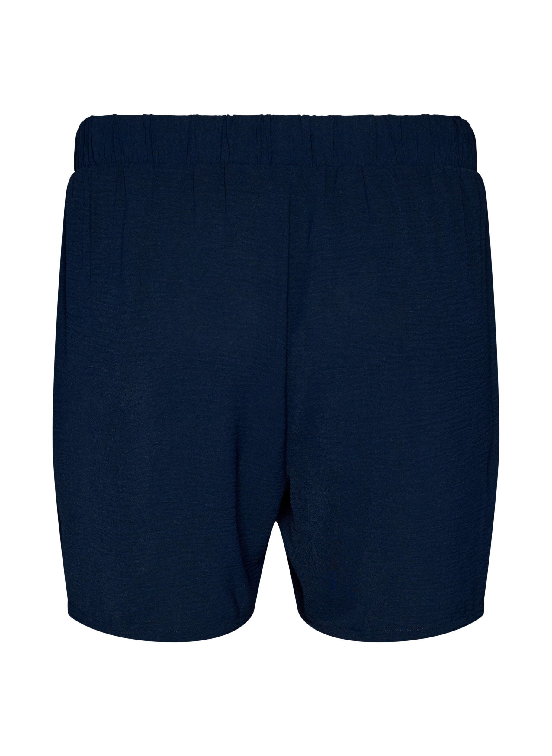 ZizziKorte broek met zakken en elastische tailleband, Blauw, Packshot image number 1