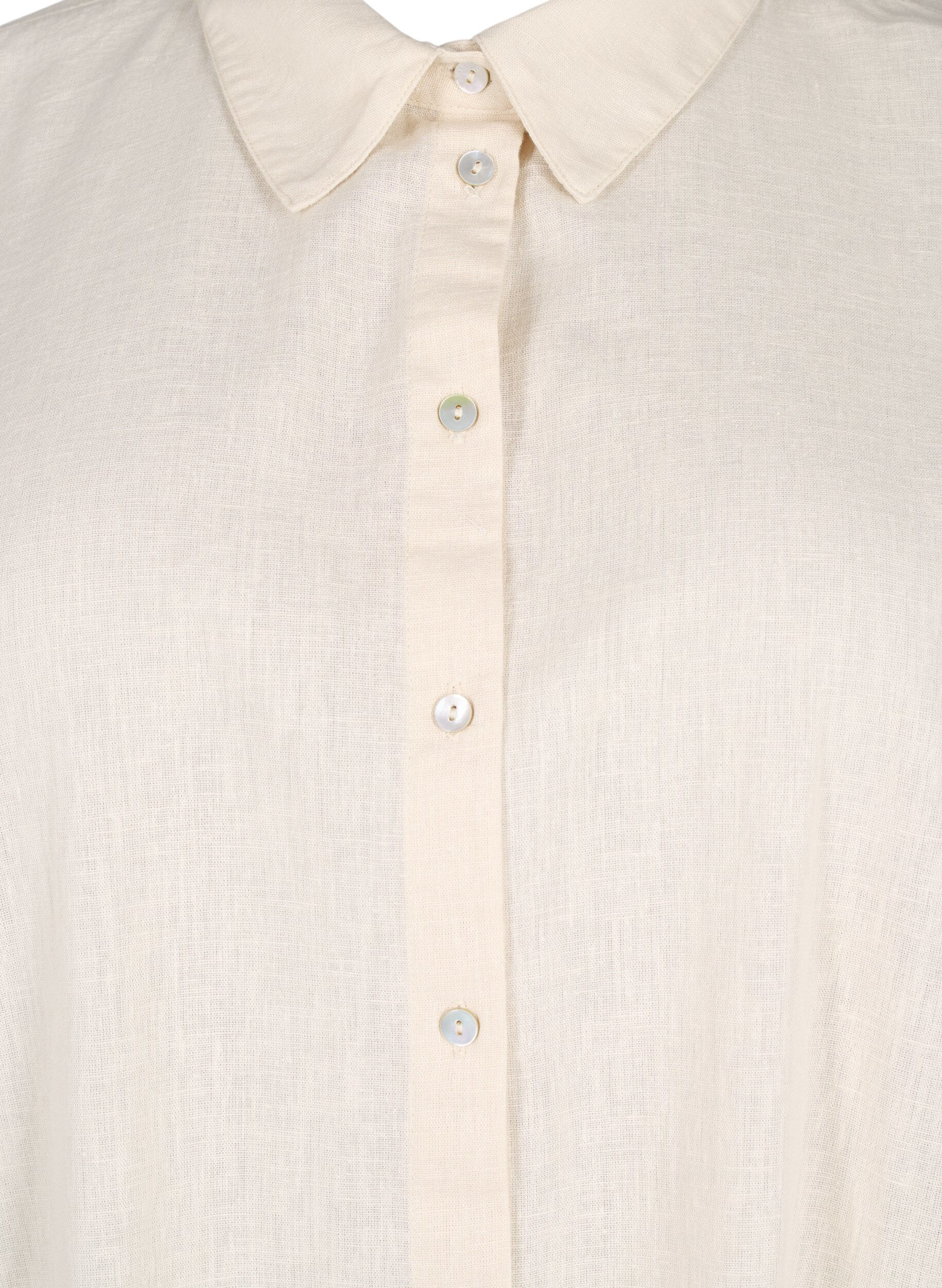 Zizzi Lang shirt van katoenmix met linnen, Beige, Packshot image number 2
