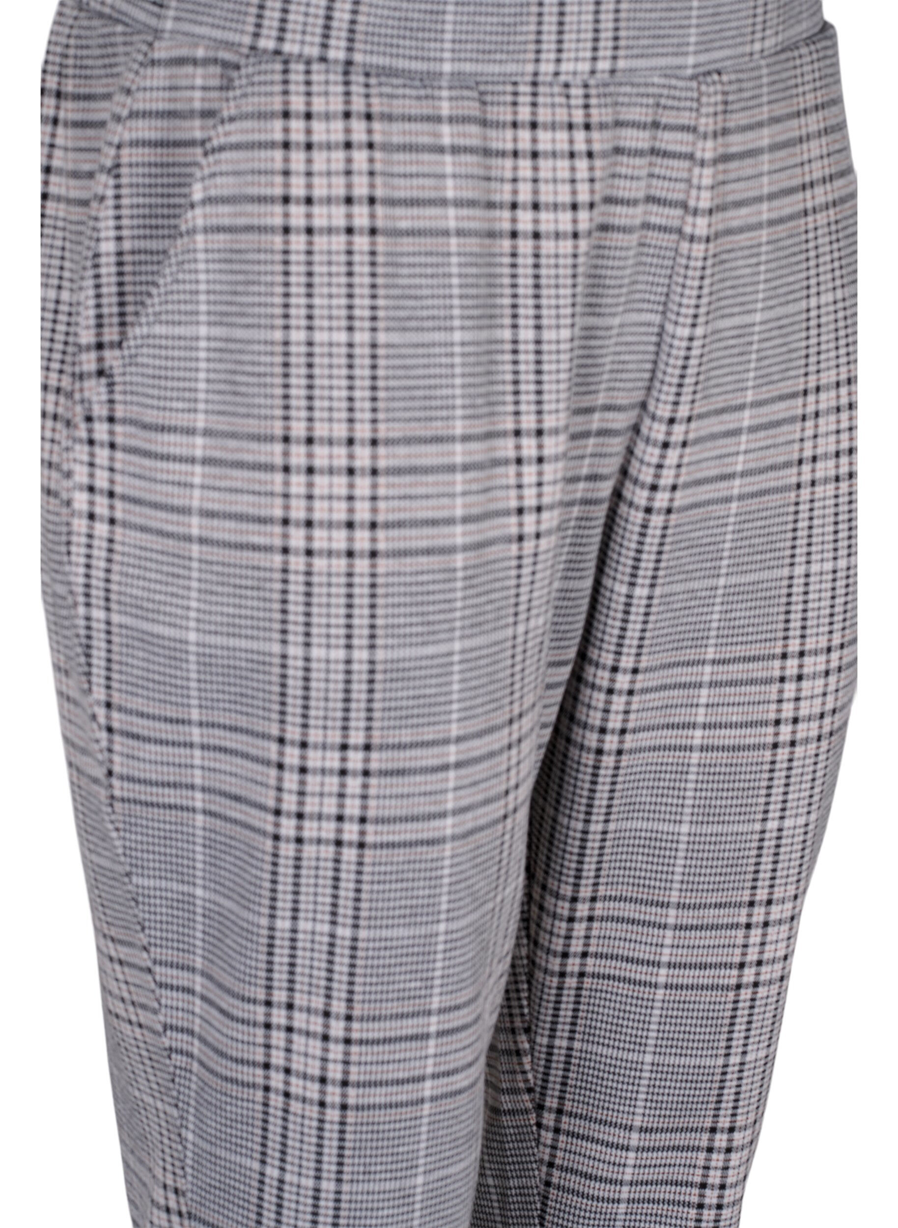 Zizzi Cropped Maddison broek met geruit motief, Black Check, Packshot image number 2