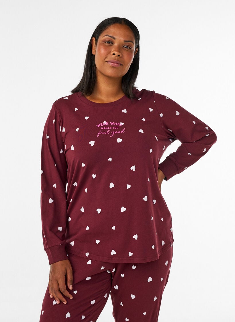 Nachtblouse met een print, Rood, Model image number 0