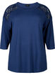 Blouse met 3/4 mouwen en kanten detail, Medieval Blue Mel., Packshot image number 0