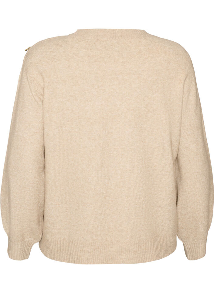 Breisel blouse met knoopdetail, Beige, Packshot image number 1