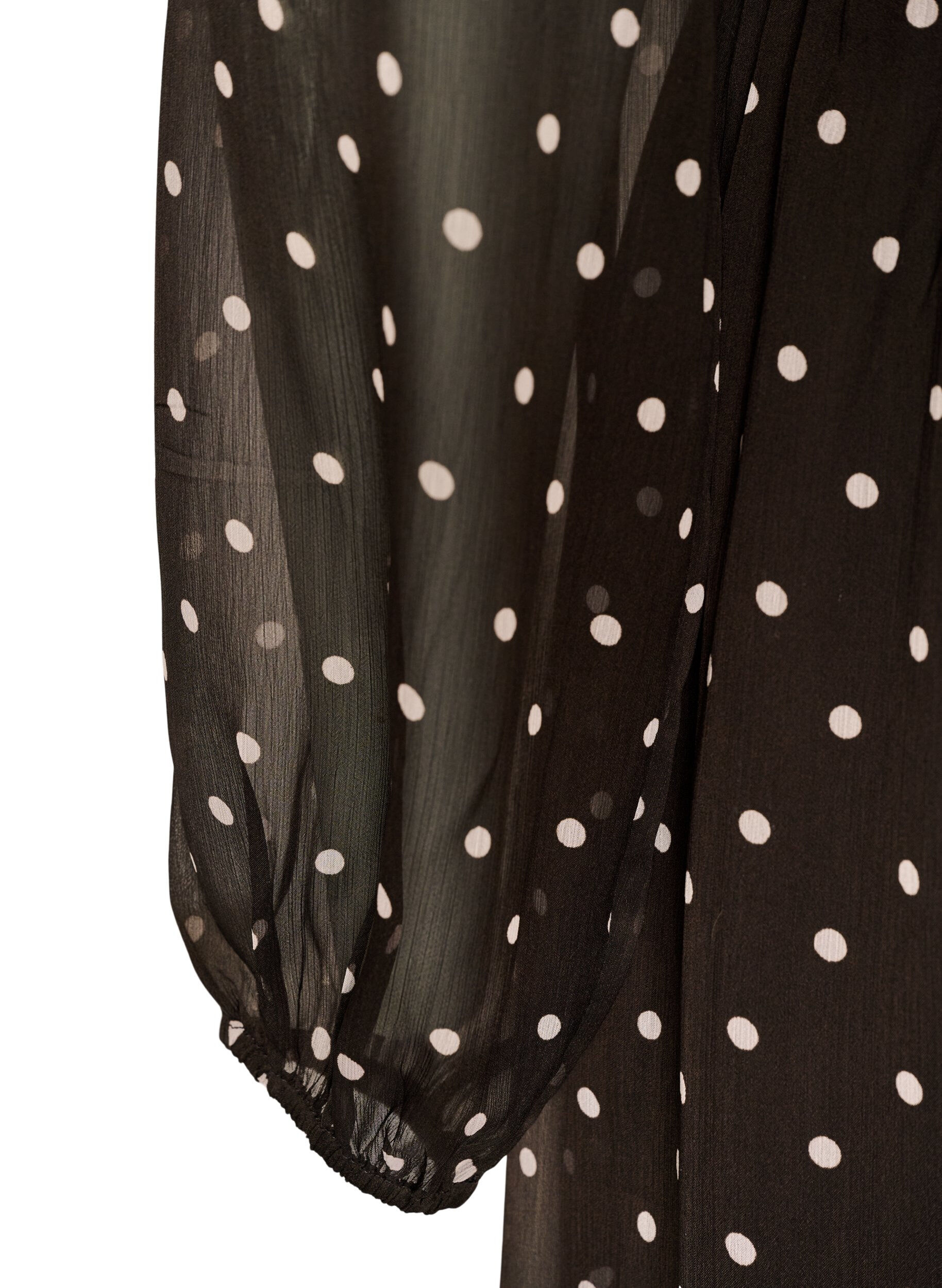 ZizziChiffon jurk met polkadots en lange mouwen, Bruin, Packshot image number 3
