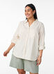 Linnen en viscose shirt met 3/4 mouwen, Beige, Model image number 0