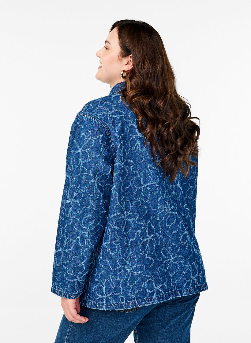 Spijkerjack met striksluiting en zakken, Blue Denim Destroy, Model image number 1