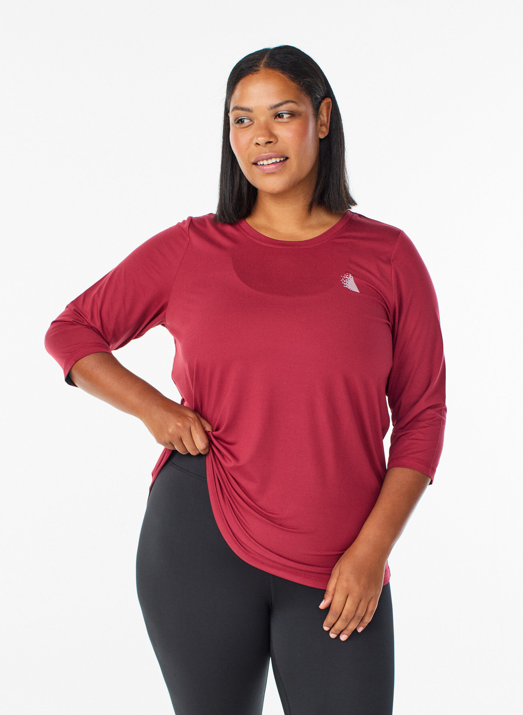 Training blouse met 3/4 mouwen, Rood, Model