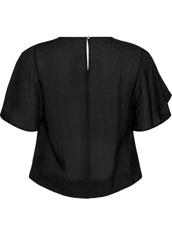 Blouse met ballonavorm en vleermuismouwen, Zwart, Packshot image number 1