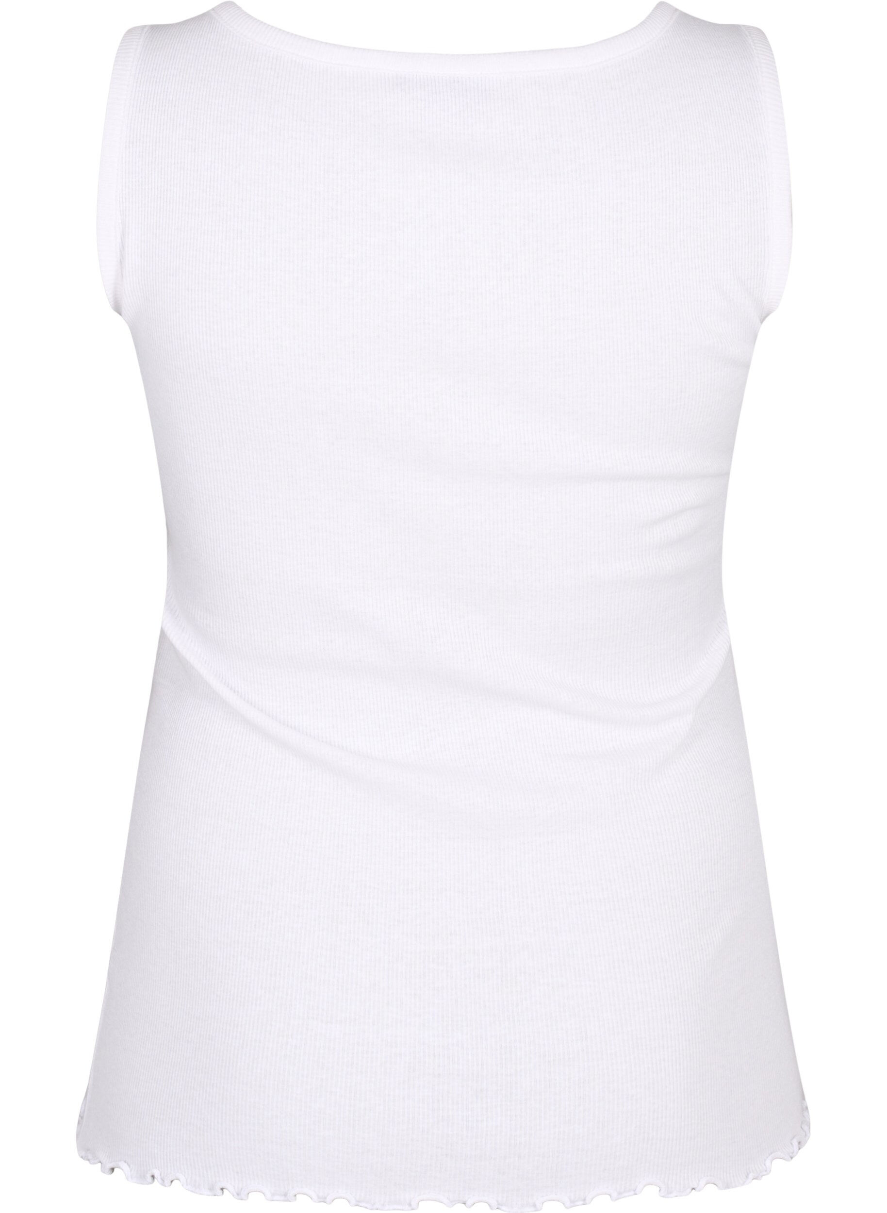 Zizzi Ribtanktop met knopen, Bright White, Packshot image number 1