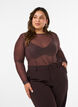 Mesh blouse met print, Bruin, Model image number 0