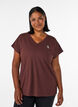 Losvallend trainings-T-shirt met V-hals, Bruin, Model image number 1