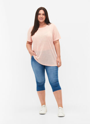 High waist Amy capri jeans met super slim fit, Light blue denim, Model image number 0