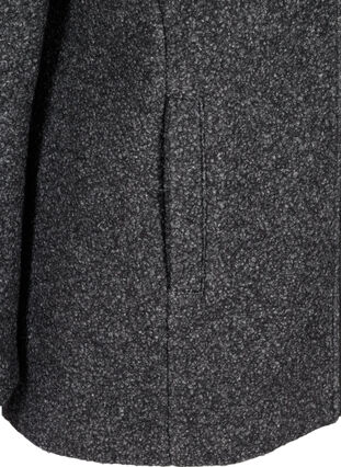 Korte gemêleerde jas met wol, Dark Grey Melange, Packshot image number 3